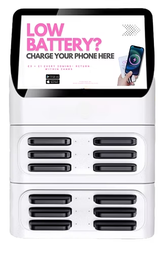 Cheeky Charging mid-size unit with screen on top and 12 battery slots